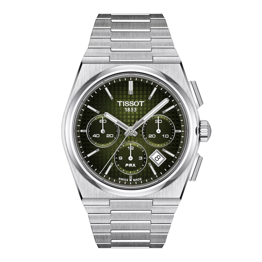 Tissot PRX Chronograph (Silver Bracelet with Olive Green Dial)